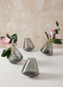 3.75in Tall Tilted Artisan Speckled Luster Smoke Glass Vase, Set of 4 Decor Jamali Garden