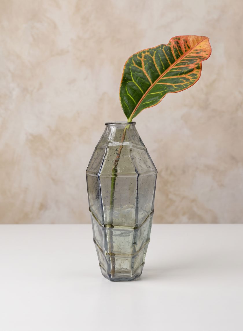 8in Tall Estelle Antique Green Deco Glass Vase Decor Jamali Garden