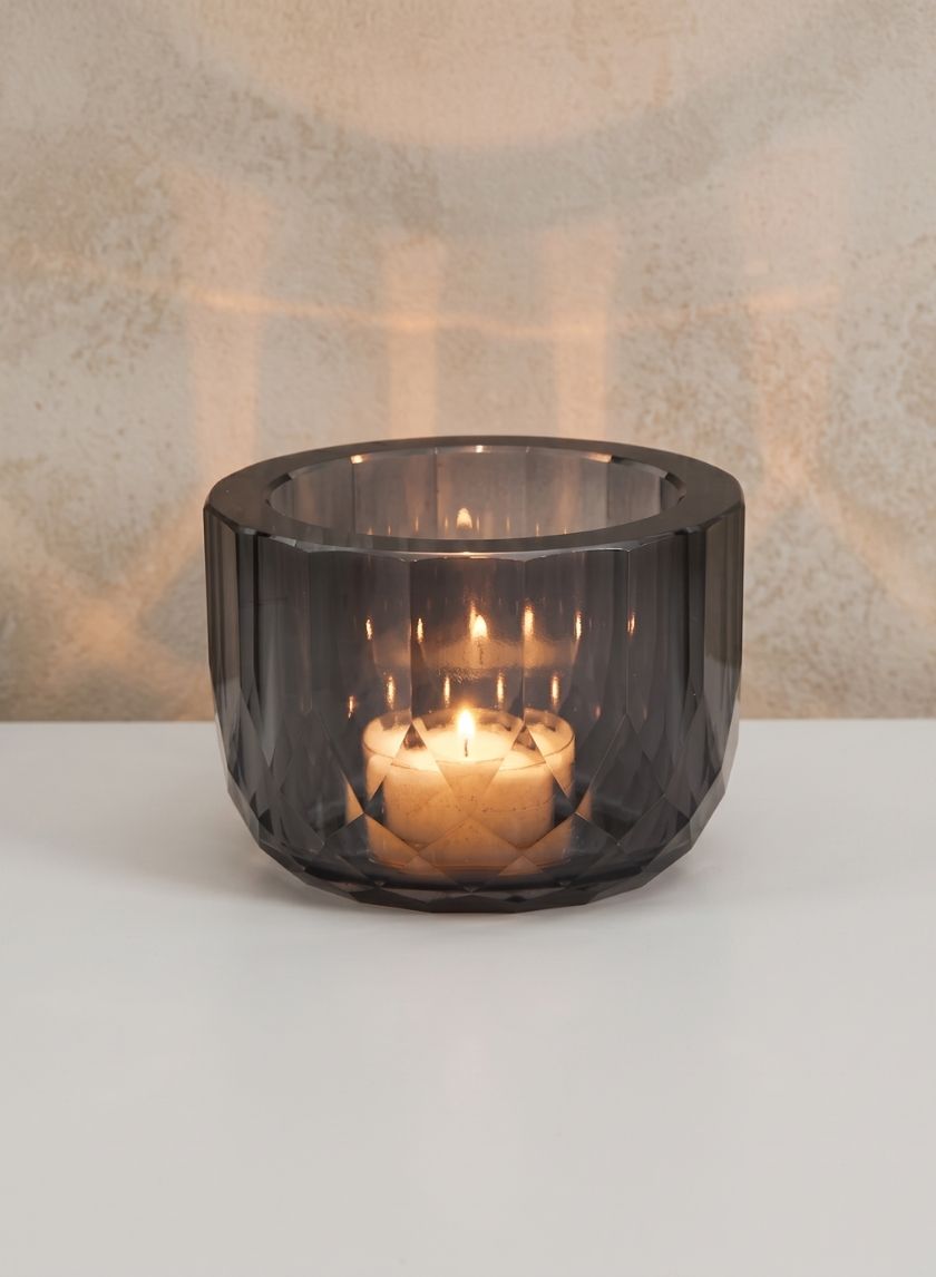4in Wide Spray Grey Glass Crystal Bowl Decor Jamali Garden