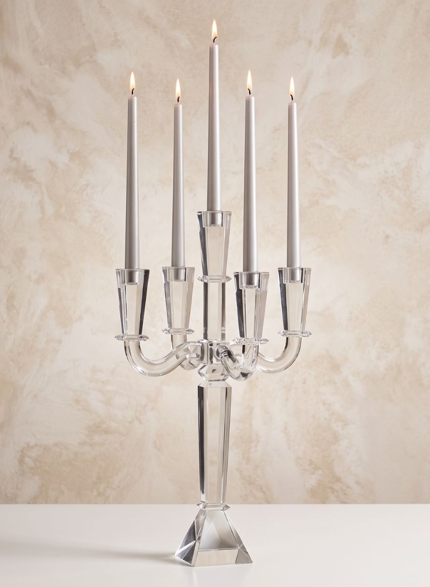 21in Tall Tapered Rectangle Crystal Candelabra