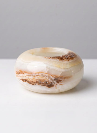 3in Wide Khyber White Onyx Candle Holder Decor Jamali Garden