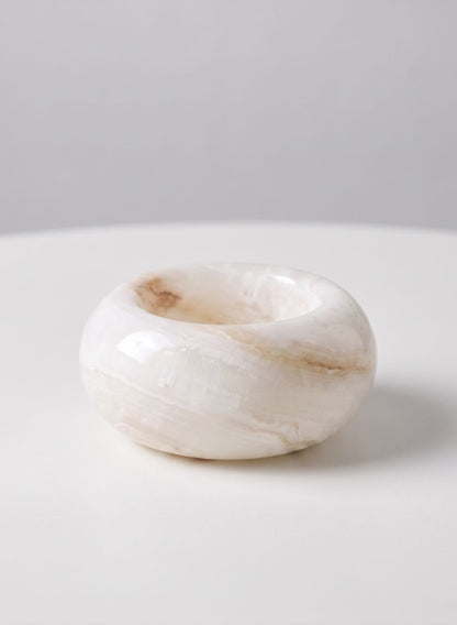 3in Wide Khyber White Onyx Candle Holder Decor Jamali Garden