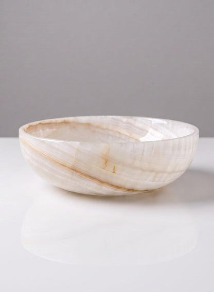 8in Wide Khyber White Onyx Decorative Bowl Decor Jamali Garden