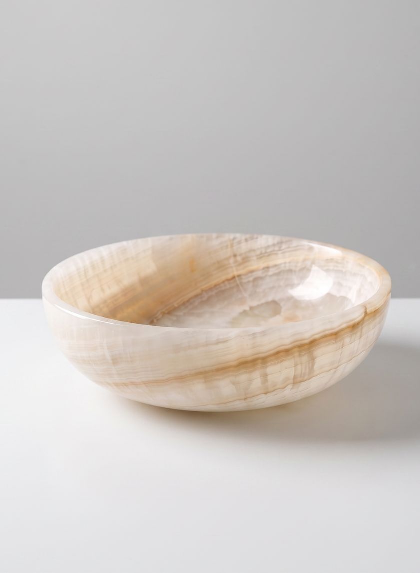 8in Wide Khyber White Onyx Decorative Bowl Decor Jamali Garden