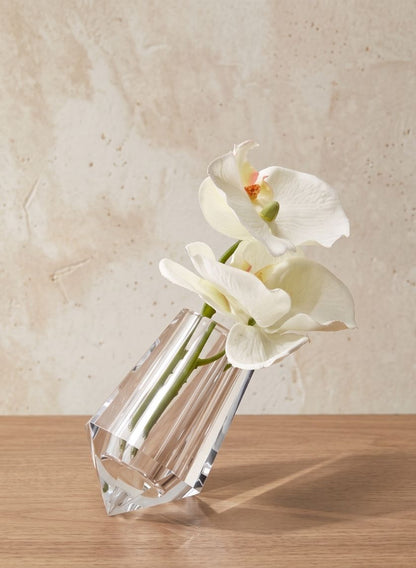 4in Tall Leaning Crystal Glass Bud Vase Decor Jamali Garden