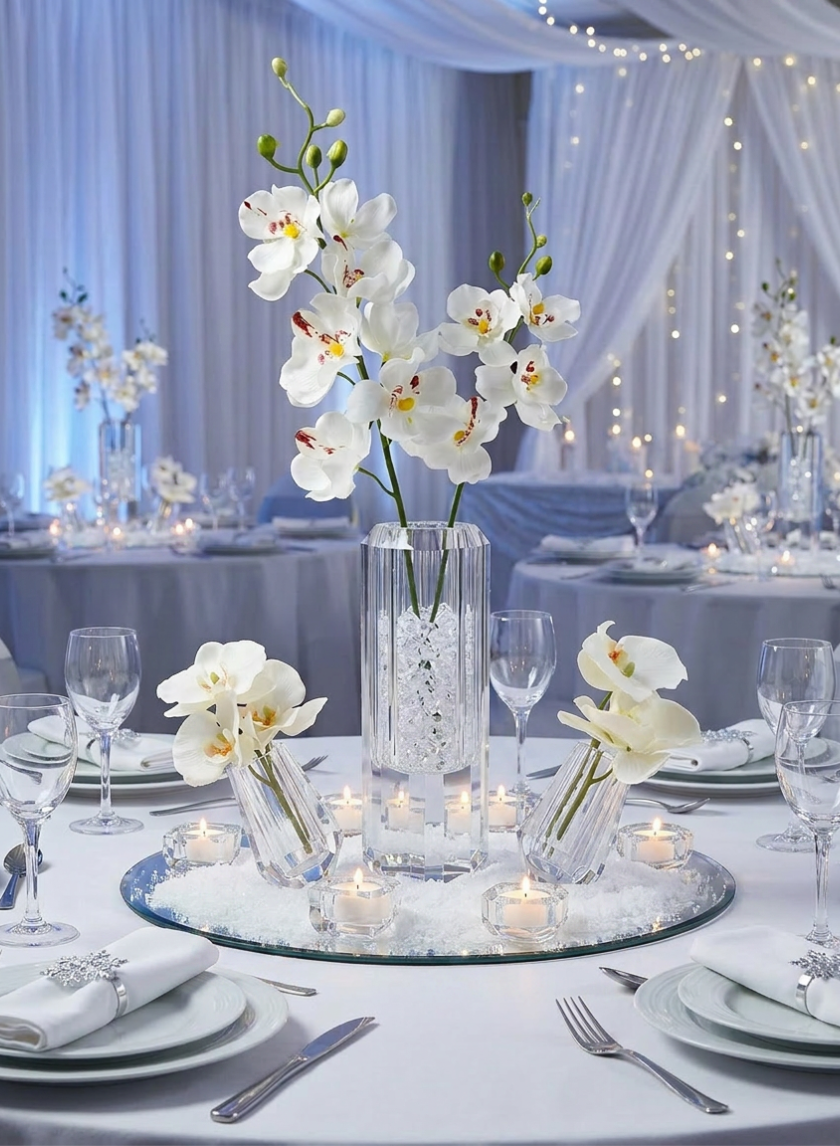 12in Tall Octagonal Centerpiece Crystal Glass Vase Decor Jamali Garden