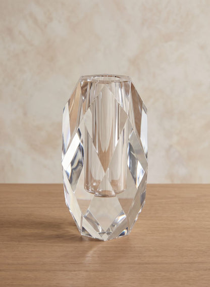 6in Tall Diamond Cut Crystal Glass Vase Decor Jamali Garden