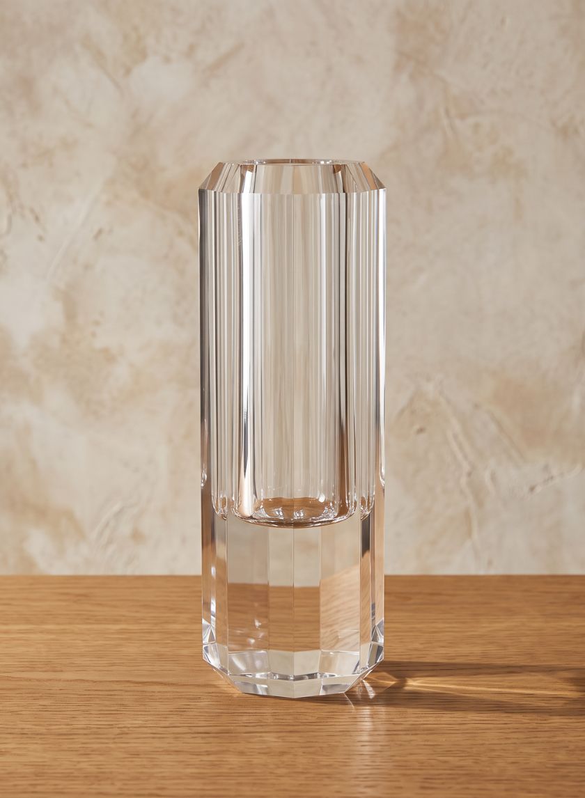 12in Tall Octagonal Centerpiece Crystal Glass Vase Decor Jamali Garden