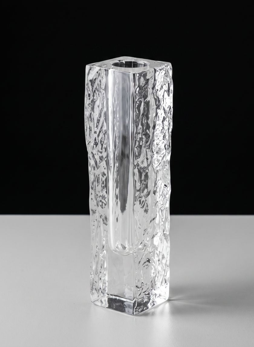 8in Tall Ice Block Deco Glass Vase Decor Jamali Garden