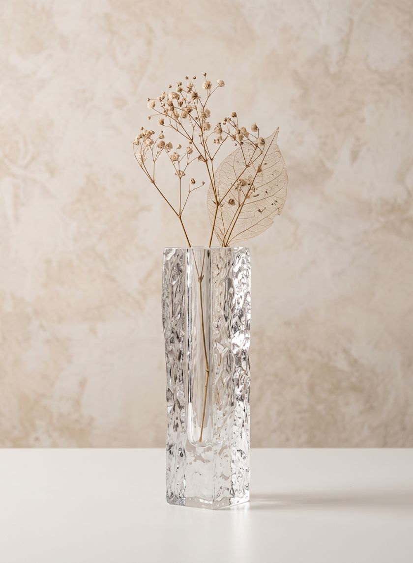 8in Tall Ice Block Deco Glass Vase Decor Jamali Garden