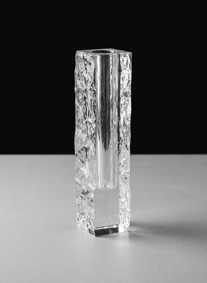 8in Tall Ice Block Deco Glass Vase