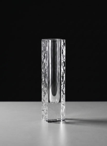 8in Tall Ice Block Deco Glass Vase