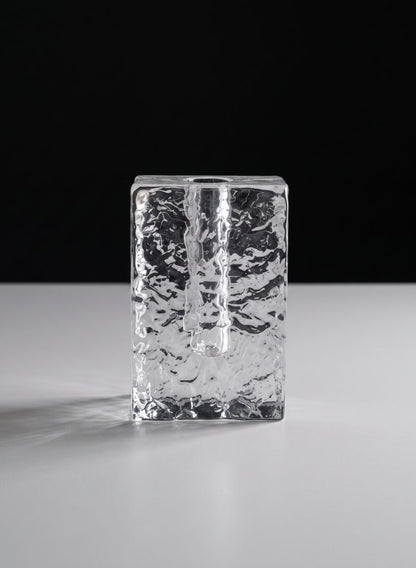 5in Tall Ice Rectangle Ice Block Deco Glass Vase