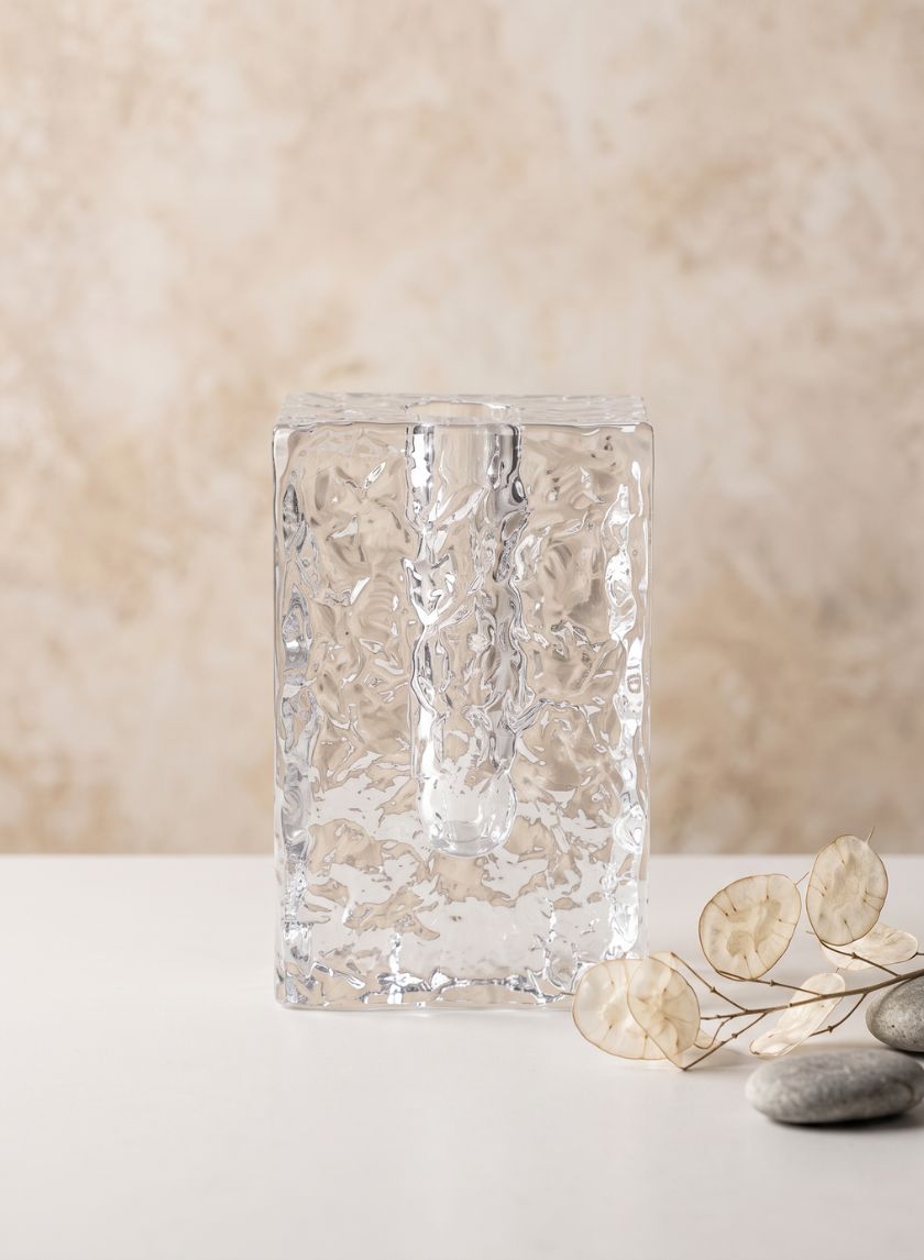 5in Tall Ice Rectangle Ice Block Deco Glass Vase Decor Jamali Garden