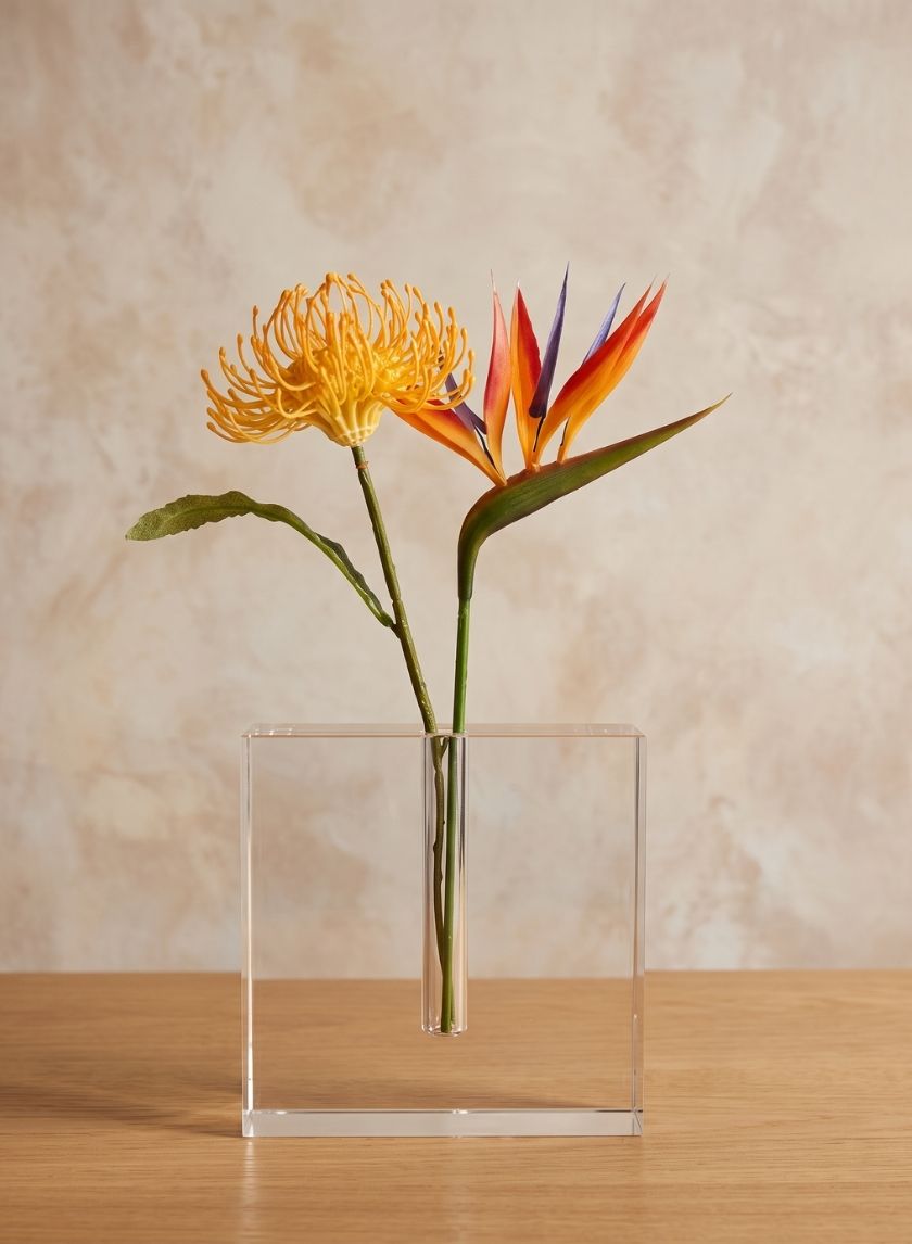6.5in Square Space Modern Crystal Glass Vase Decor Jamali Garden
