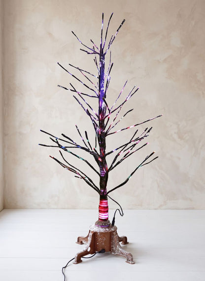 36in Tall Snowy Branch Christmas Tree With Warm White L.E.D Light Tips Decor Jamali Garden