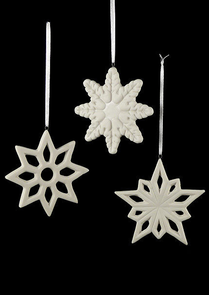 3 1/2in Ceramic Snowflake Ornaments Decor Jamali Garden