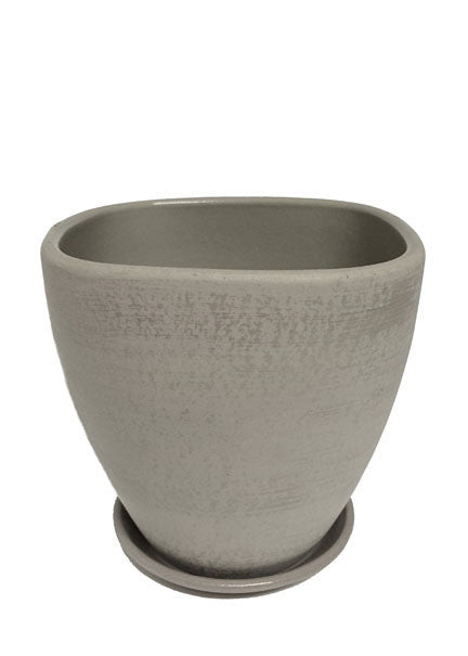 6 1/2in - 13in Classic Grey Squared Pot with Saucer Decor Jamali Garden