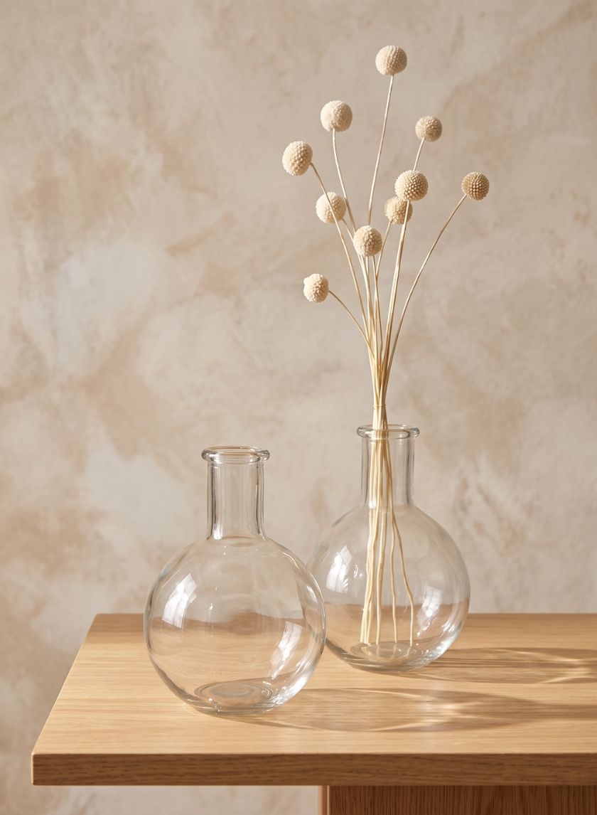7in Tall Clear Glass Deco Vase, Set of 2 Decor Jamali Garden