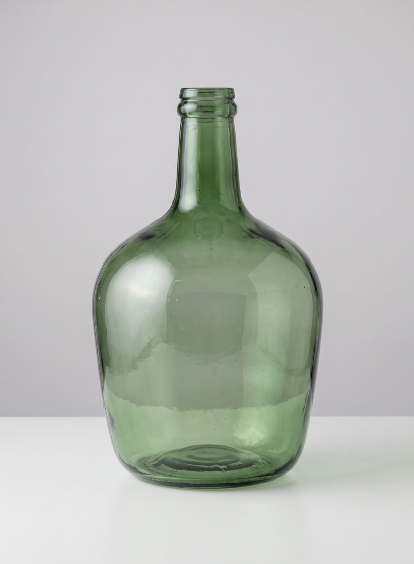 12in Tall Green Glass Bottle Vase Decor Jamali Garden