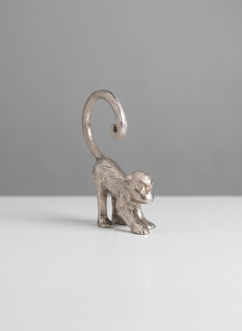 6.5in Tall Silver Decorative Monkeys, Set of 2 Decor Jamali Garden