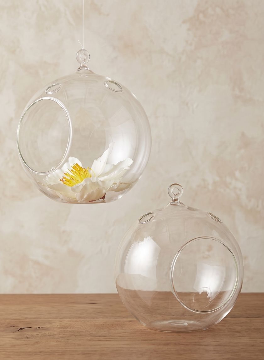 6in Wide Hanging Glass Ball Votive Holder Decor Jamali Garden