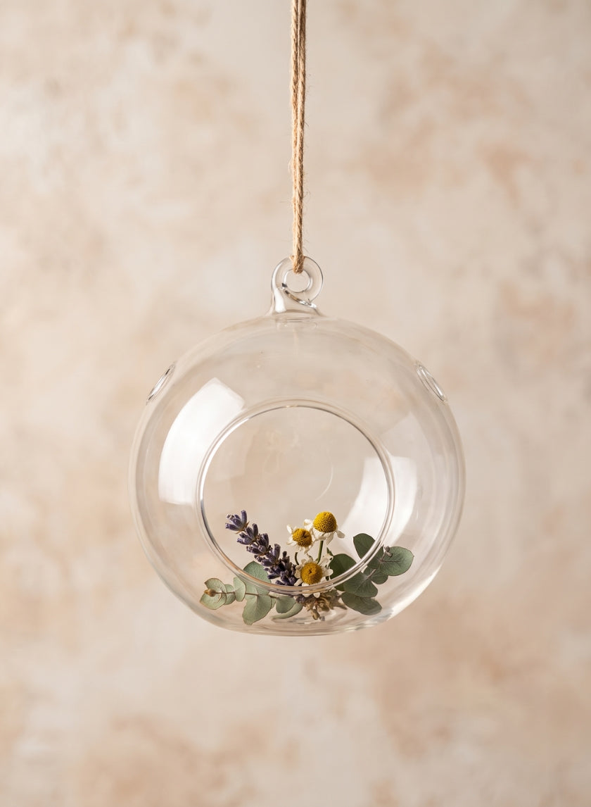 6in Wide Hanging Glass Ball Votive Holder Decor Jamali Garden