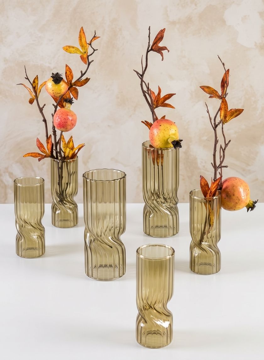 Cuddle Olive Glass Vase, Set of 4 Decor Jamali Garden