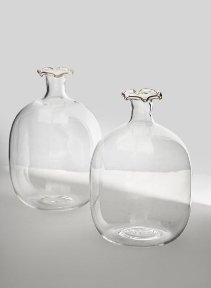 6in Tall Amber Tip Iris Oval Mini Glass Vase, Set of 2 Decor Jamali Garden