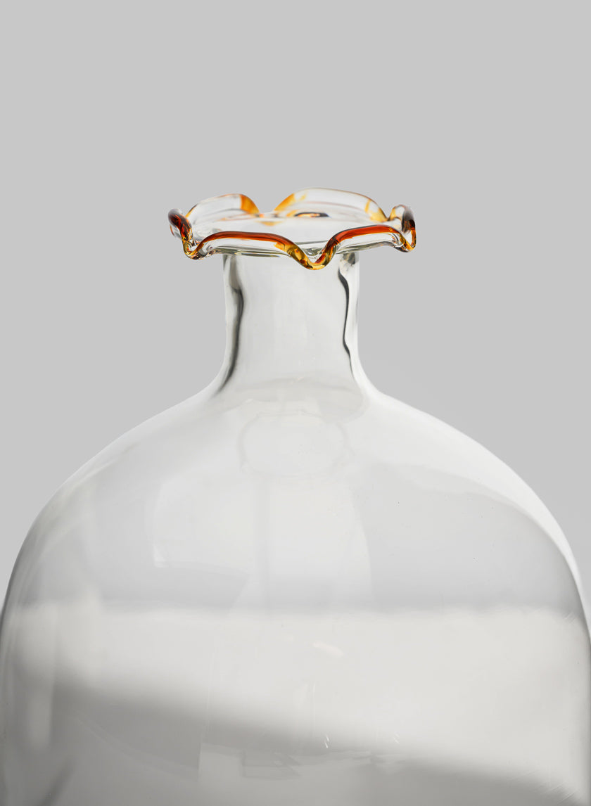 6in Tall Amber Tip Iris Oval Mini Glass Vase, Set of 2 Decor Jamali Garden