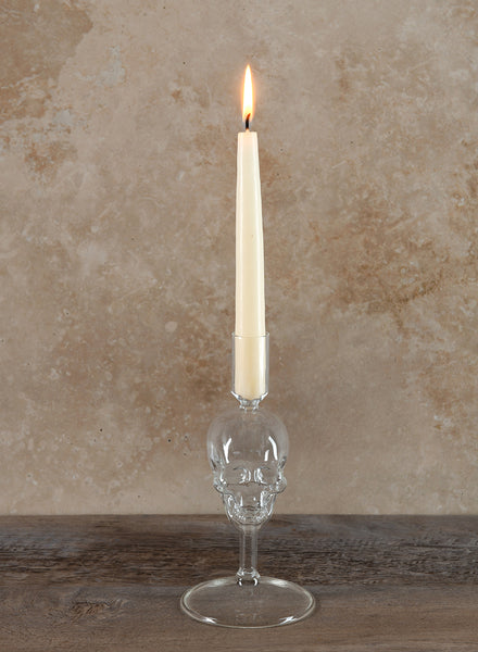 7.5in Tall Skull Glass Candle Stick – Jamali Garden