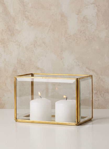 6in Long Beveled Glass Gold Box With Mirror Bottom Decor Jamali Garden