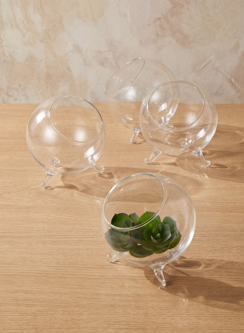 4in Wide Greenhouse Glass Bowl, Mini, Set of 4 Decor Jamali Garden