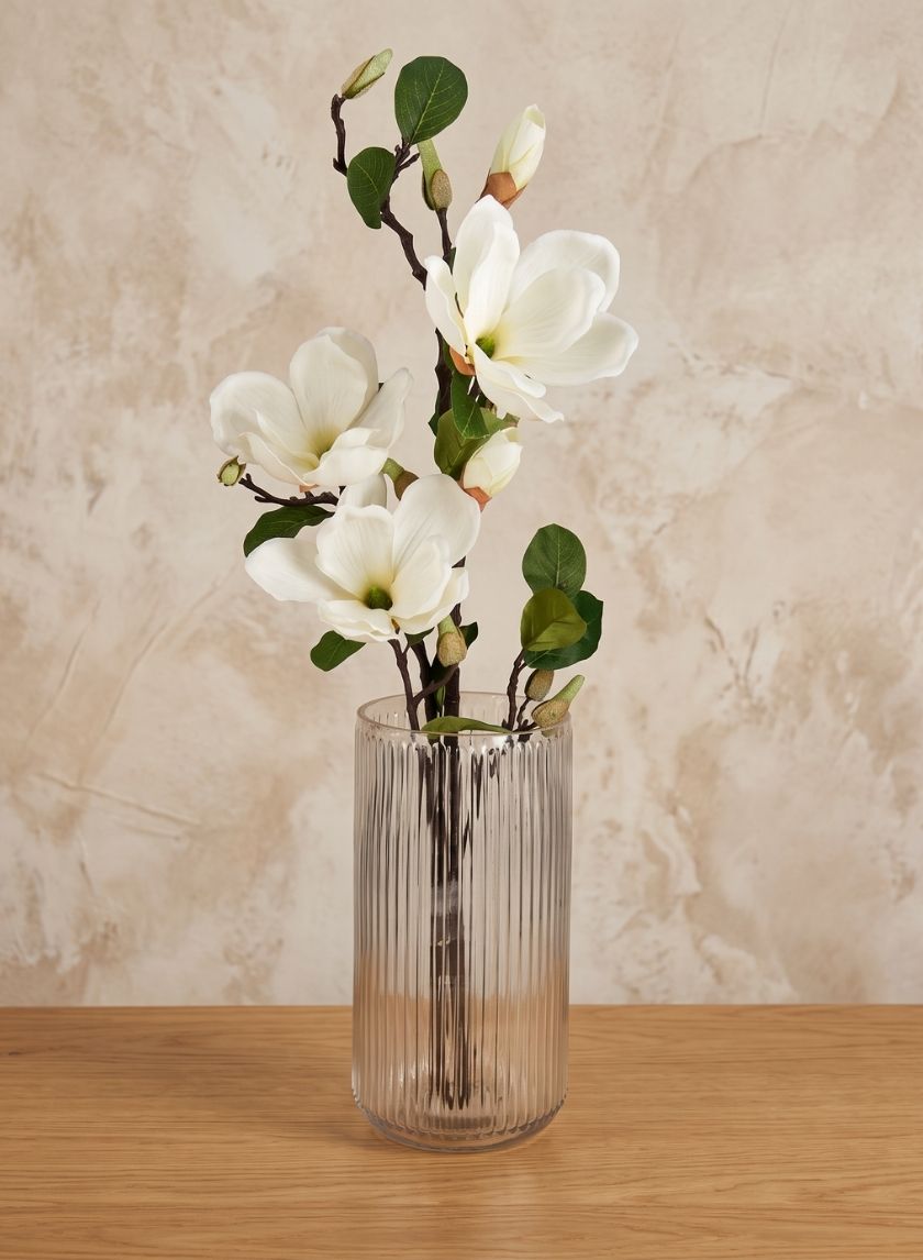 11in Tall Pleated Clear Glass Vase Decor Jamali Garden