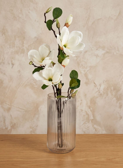 11in Tall Pleated Clear Glass Vase Decor Jamali Garden