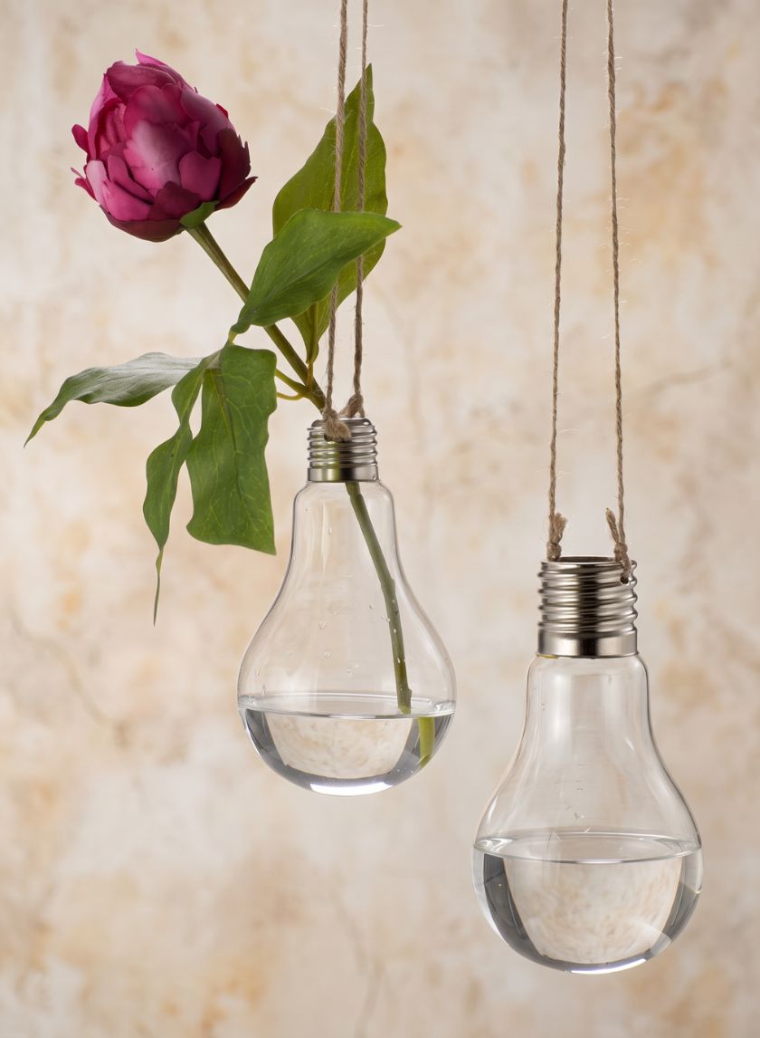 6.25in Tall Hanging Glass Lightbulb Vase With Jute Cord Decor Jamali Garden