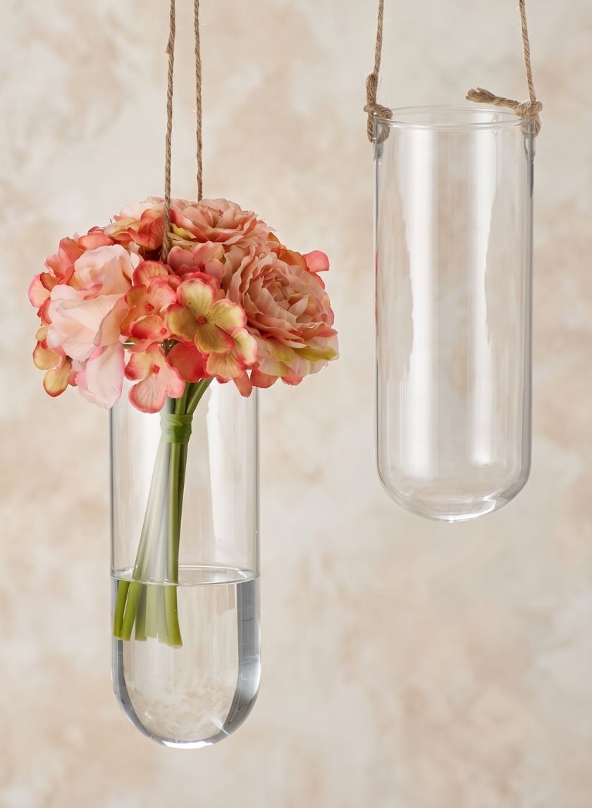 8.5in Tall Hanging Glass Vase With Jute Cord Decor Jamali Garden