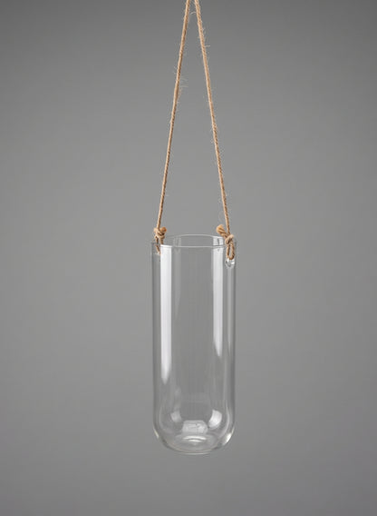 8.5in Tall Hanging Glass Vase With Jute Cord Decor Jamali Garden