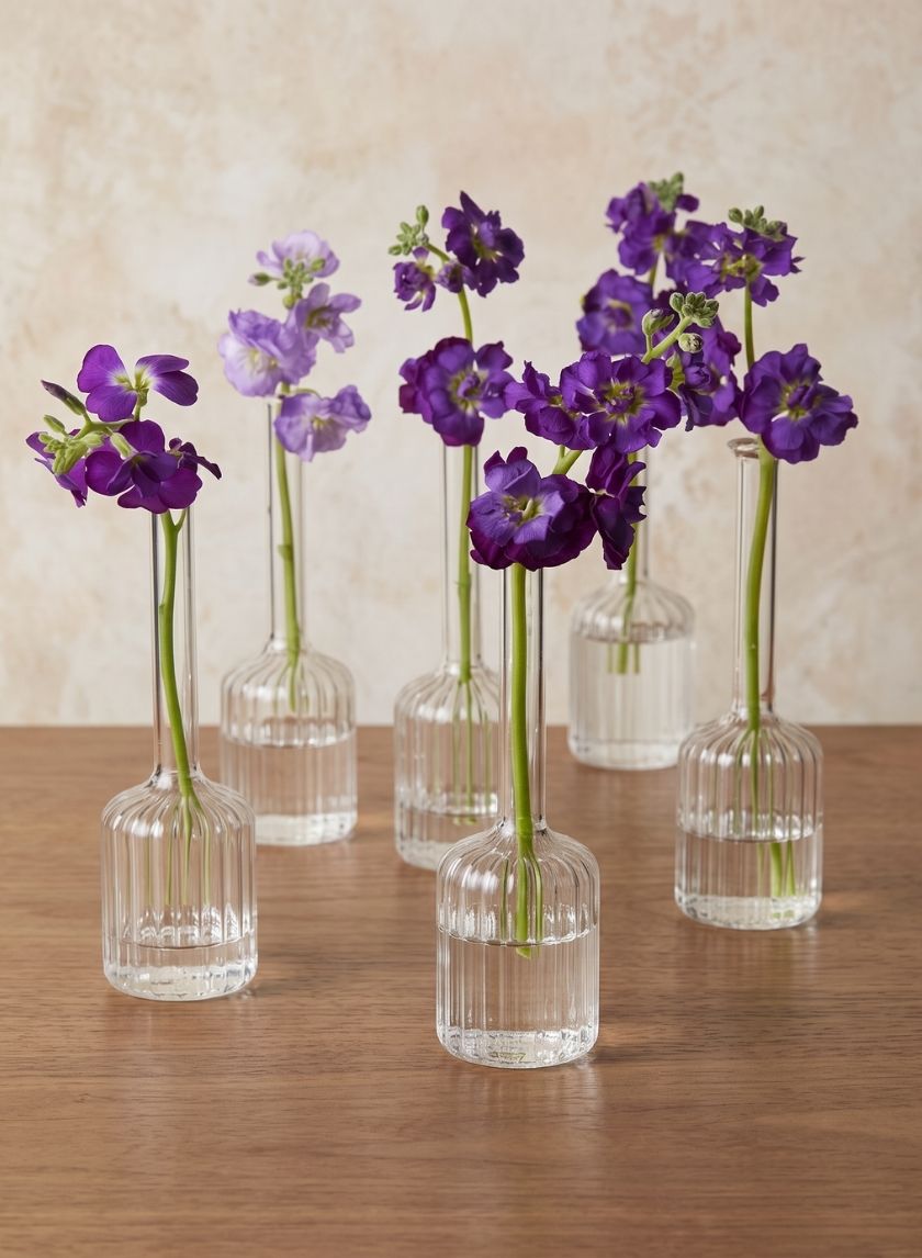 6.5in Tall Optical Glass Cylinder Bud Vase, Set of 6 Decor Jamali Garden