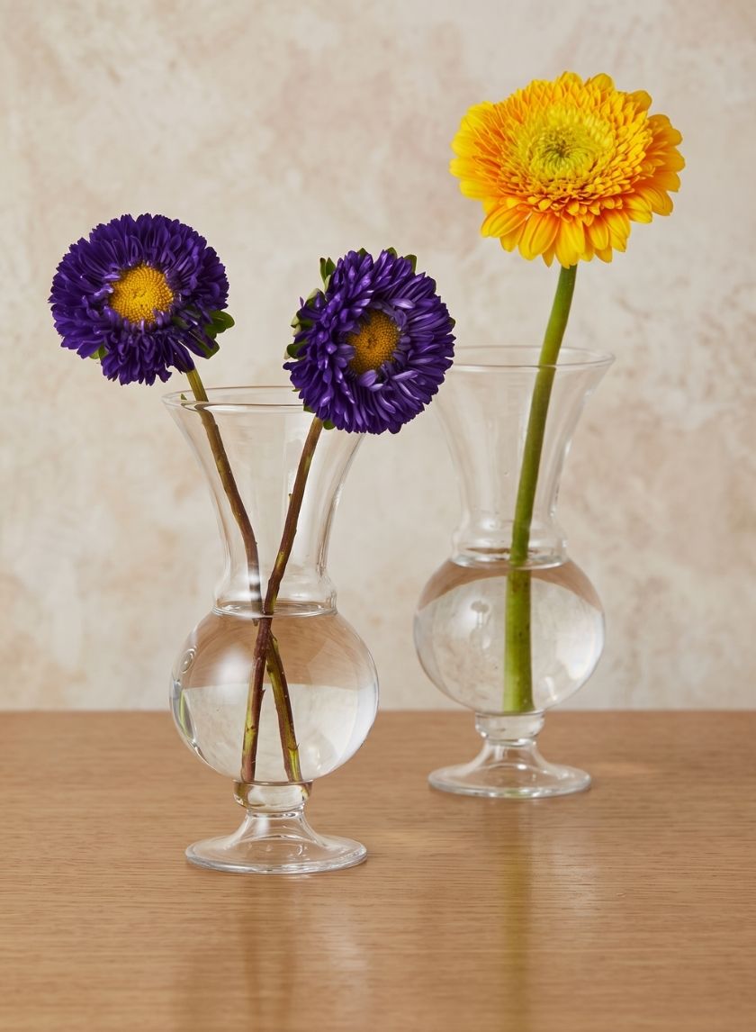 6in Tall Clear Glass Trumpet Bud Vase, Set of 2 Decor Jamali Garden