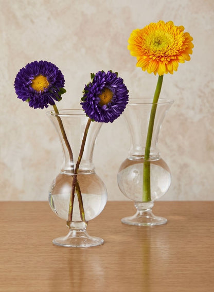 6in Tall Clear Glass Trumpet Bud Vase, Set of 2 Decor Jamali Garden