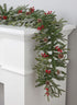9ft Long Thick Flocked Pine Garland With Pinecones Decor Jamali Garden