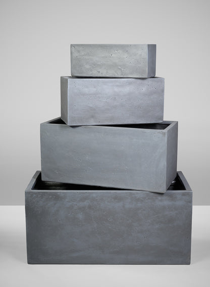 Longine Patio All Weather Light Weight Speckle Grey Polyresin Rectangular Planters Decor Jamali Garden