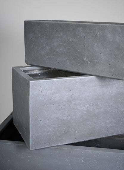 Longine Patio All Weather Light Weight Speckle Grey Polyresin Rectangular Planters Decor Jamali Garden