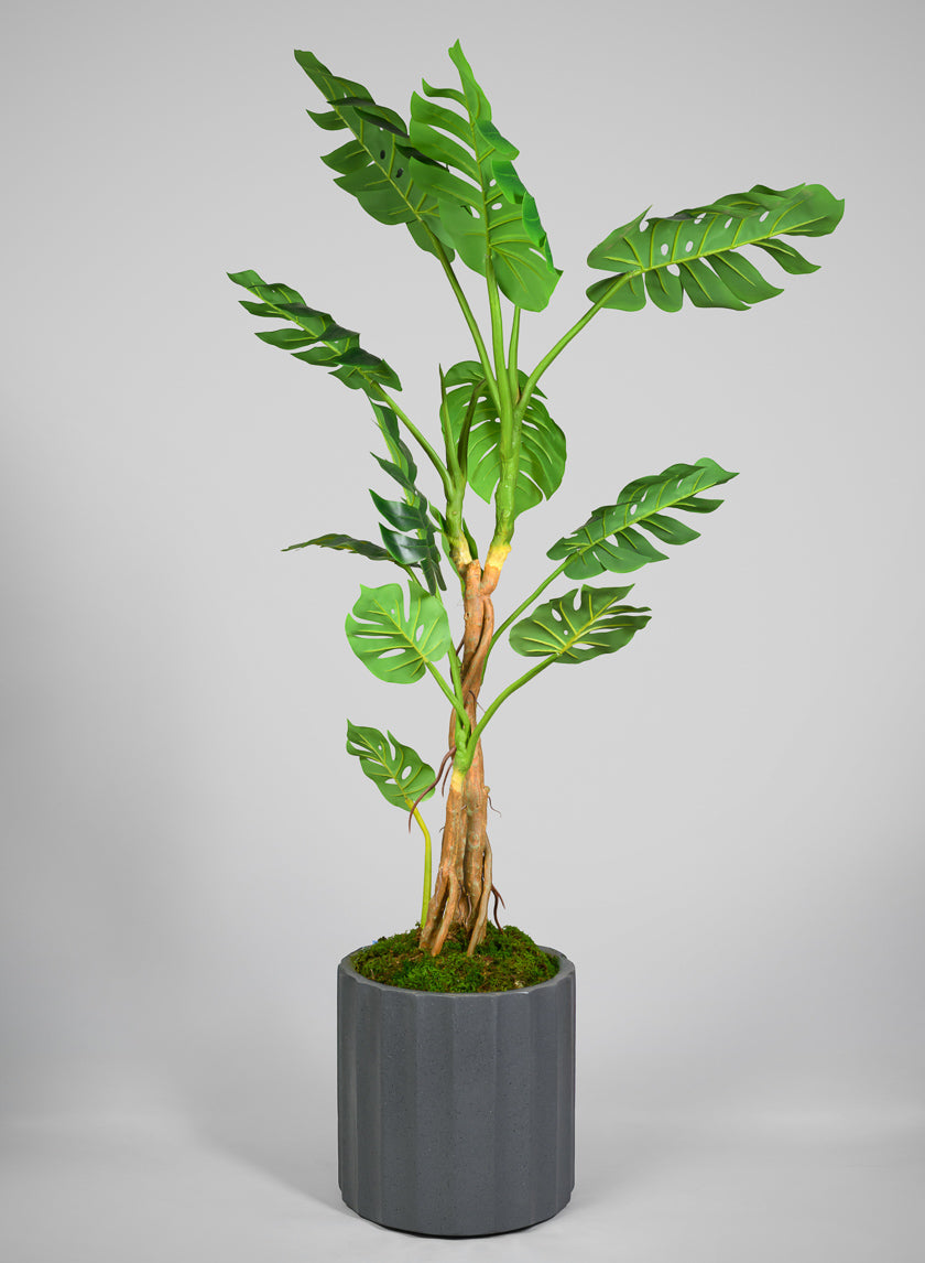 Oreon All Weather Light Weight Speckle Black Polyresin Cylinder Planters Decor Jamali Garden