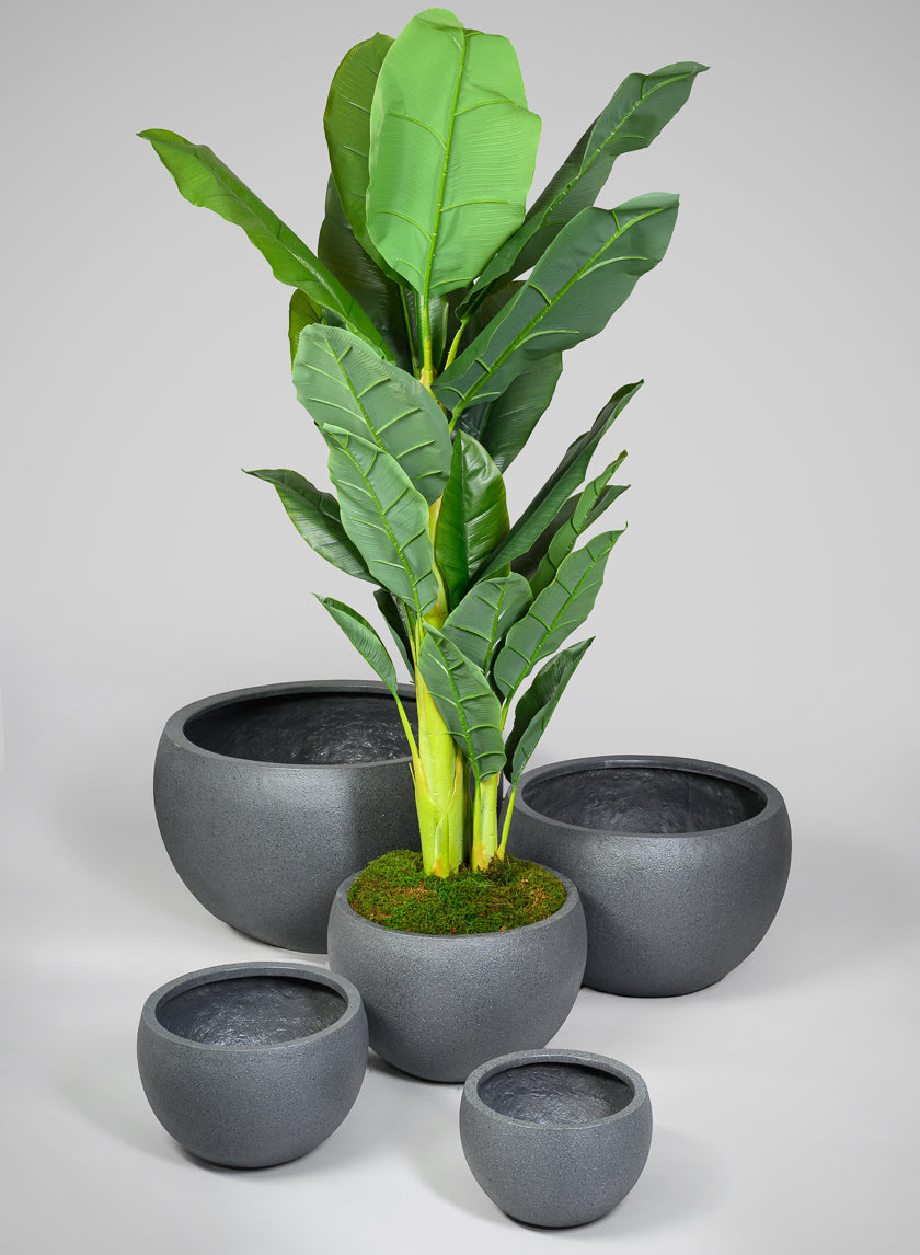 All Weather Light Weight Speckle Black Polyresin Planters Decor Jamali Garden