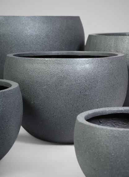 All Weather Light Weight Speckle Black Polyresin Planters Decor Jamali Garden