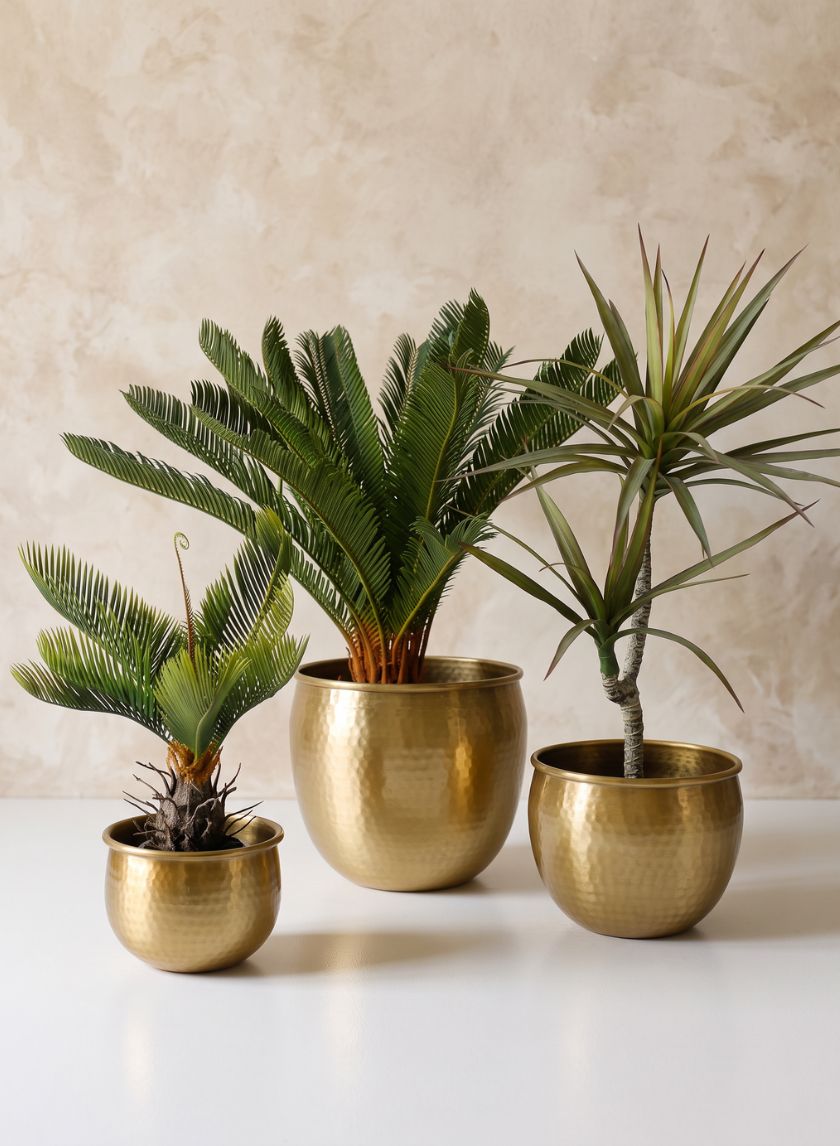 Devdas Brass Look Aluminum Indoor Garden Pot Decor Jamali Garden