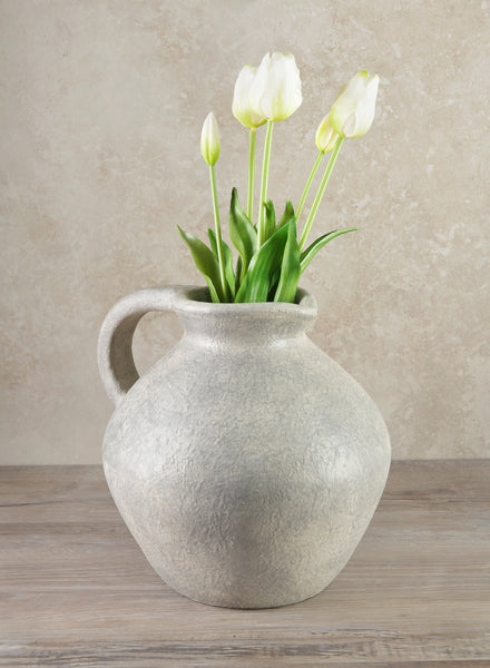 10.5in Tall Rezo Rustic Gray Pitcher Ceramic Vase – Jamali Garden