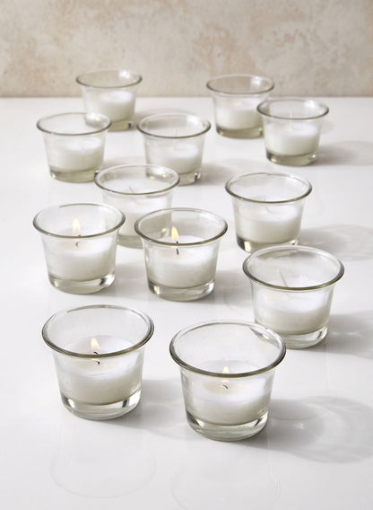10-Hour 2.5in Wide White Votive in Tulip Glass, Set of 12 Decor Jamali Garden